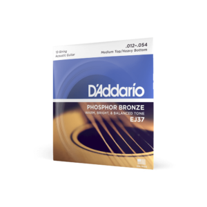 D'Addario EJ37 Phosphor Bronze 12-String Acoustic Guitar Strings, Medium Top/Heavy Bottom, 12-54