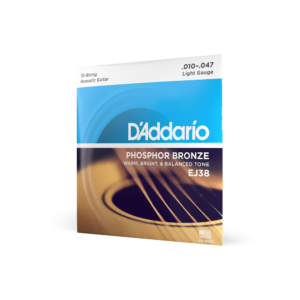 D'Addario EJ38 Phosphor Bronze 12-String Acoustic Guitar Strings, Light, 10-47