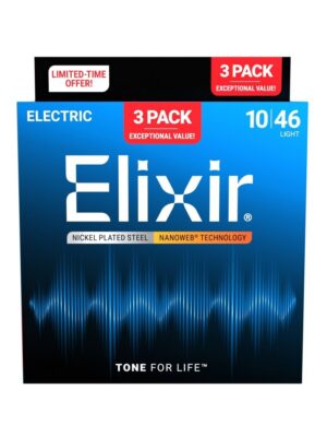 Elixir 16567 Electric Nickel Plated Steel NANOWEB 10-46 3-Pack