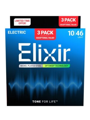 Elixir 16572 Electric Nickel Plated Steel OPTIWEB 10-46 3-Pack