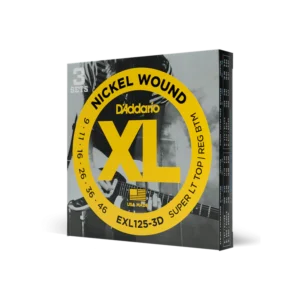 D'Addario EXL125-3D Nickel Wound, Super Light Top/ Regular Bottom, 09-46, 3 set