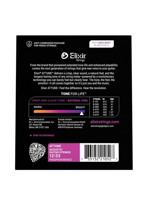 Elixir 21052 Acoustic Phosphor Bronze ATTUNE 12-53 - immagine 2